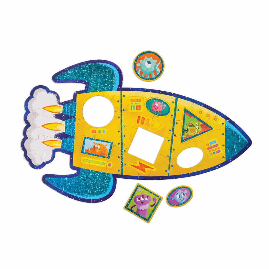 PZ271.jpg Peaceable Kingdom Floor Puzzle Rocket – Extra-Large Foil-Accented Puzzle, Approx. 2 x 3 Feet, Thick Pieces for Preschoolers