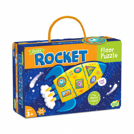 Peaceable Kingdom Floor Puzzle Rocket – Extra-Large Foil-Accented Puzzle, Approx. 2 x 3 Feet, Thick Pieces for Preschoolers -