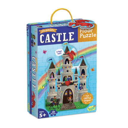 Peaceable Kingdom Floor Puzzle Castle – Shimmery Puzzle with Large Pieces, 5 Special-Shaped Pieces and Storage Box, Ages 5+ -