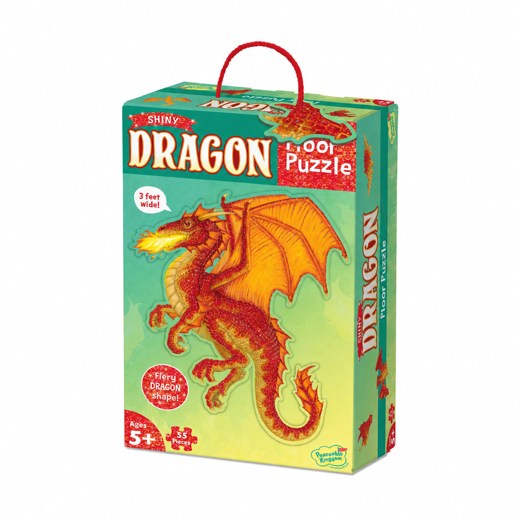 PZ52.jpg Peaceable Kingdom Floor Puzzle Dragon – Giant Dragon Jigsaw Puzzle About 3 Feet Wide with Corded Carry Box for Kids