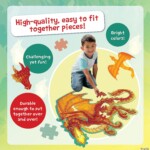 Peaceable Kingdom Floor Puzzle Dragon – Giant Dragon Jigsaw Puzzle About 3 Feet Wide with Corded Carry Box for Kids - view 5