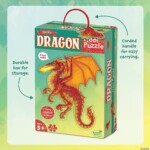 Peaceable Kingdom Floor Puzzle Dragon – Giant Dragon Jigsaw Puzzle About 3 Feet Wide with Corded Carry Box for Kids - view 2