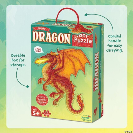 Peaceable Kingdom Floor Puzzle Dragon – Giant Dragon Jigsaw Puzzle About 3 Feet Wide with Corded Carry Box for Kids - view 2