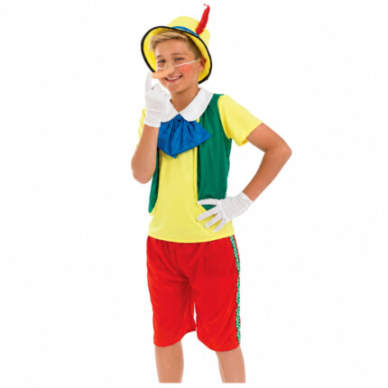 Pinocchio Fairy Tale Puppet Costume for Boys – Green, Red, White and Yellow Dress-Up Outfit, Ages 4-6 Years - view 2