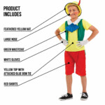 Pinocchio Fairy Tale Puppet Costume for Boys – Green, Red, White and Yellow Dress-Up Outfit, Ages 4-6 Years - view 3