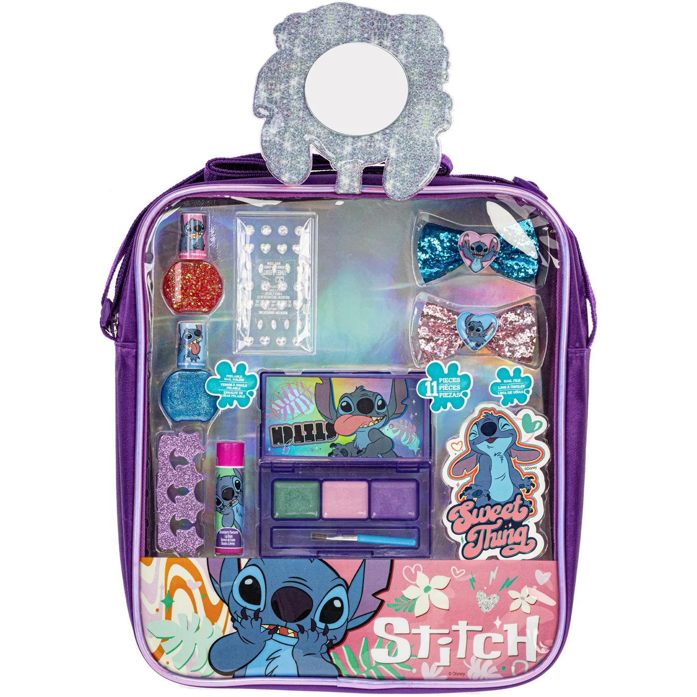 SI0015GG_3.webp Townley Girl Stitch Cosmetic Gift Bag Set – Hair Bows, Lip Glosses, Nail Polishes and Shoulder Bag for Girls, Ages 3+ - view