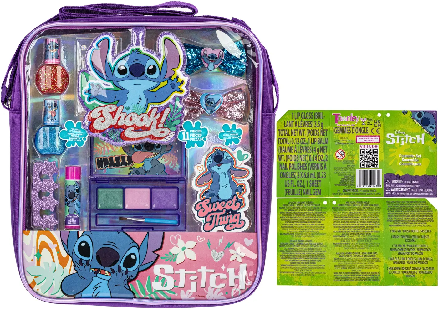 SI0015GG_5.webp Townley Girl Stitch Cosmetic Gift Bag Set – Hair Bows, Lip Glosses, Nail Polishes and Shoulder Bag for Girls, Ages 3+ - view