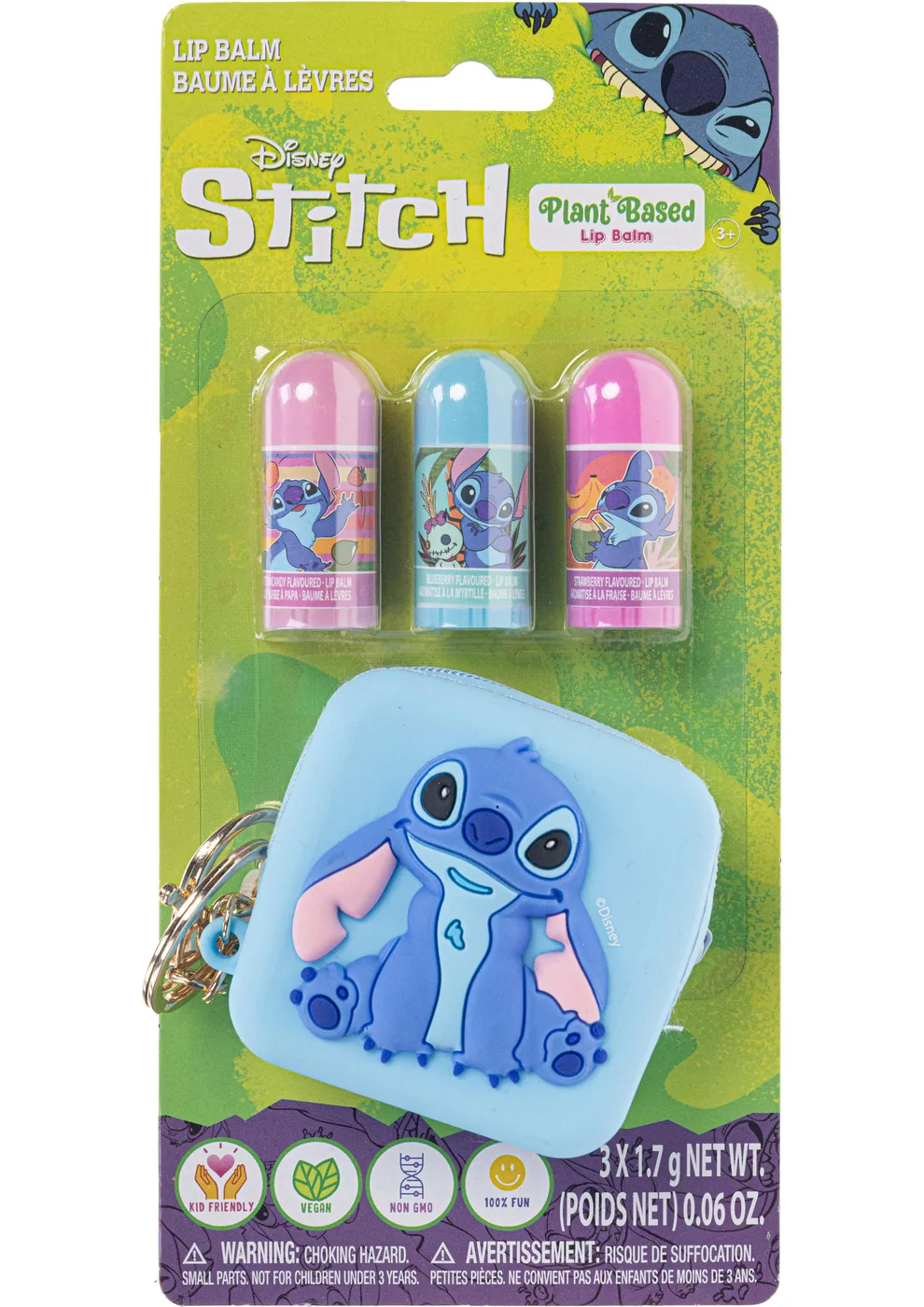 SI0044GG_1.webp Townley Girl Stitch 3-Pack Lip Balm Set with Mini Silicone Bag and Keychain – Blueberry, Cotton Candy, Strawberry, Ages 3+ -