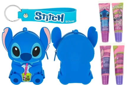 Townley Girl Stitch 2-Pack Lip Gloss Set with Stitch-Shaped Silicone Mini Bag and Keychain, Ages 3+ - view 2