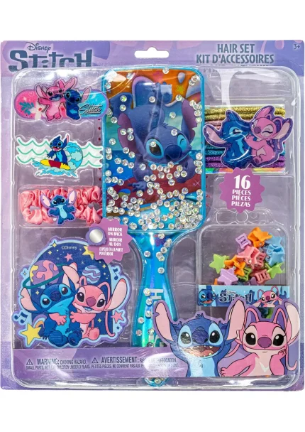 Townley Girl Stitch Hair Accessory Set with Hair Ties, Clips, Scrunchie, Brush and Stitch and Angel Mirror, Ages 3+ - view 2