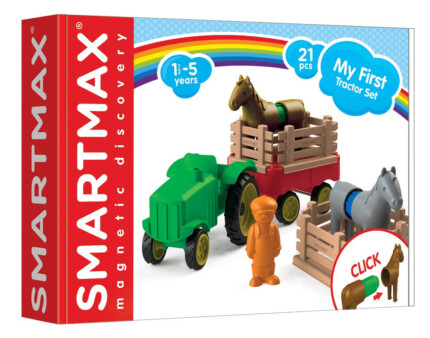 SmartMax My First Tractor – 22 Piece Magnetic Building Set with Horses and Farmer, Ages 18 Months to 5 Years