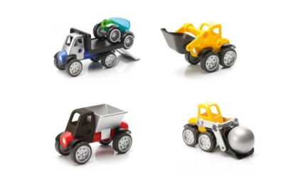 SmartMax Power Vehicles – Magnetic Building Toy Set with Digger, Tow Truck, Fire Engine and Fork Lift for Kids - view 2