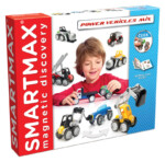 SmartMax Power Vehicles – Magnetic Building Toy Set with Digger, Tow Truck, Fire Engine and Fork Lift for Kids