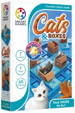 SmartGames Cats & Boxes – Sequential Puzzle Game with Portable Game Board and Lid for Kids and Adults