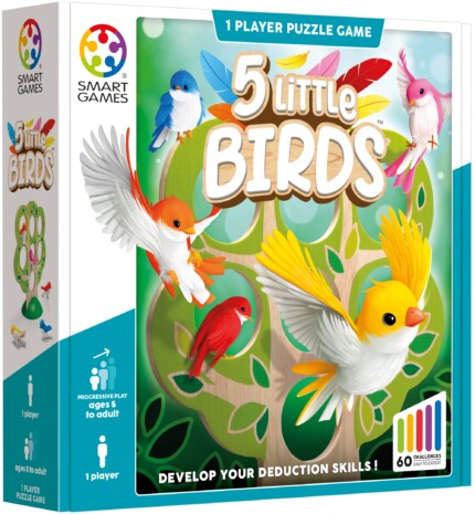 SmartGames 5 Little Birds – Wooden Tree Logic and Deduction Puzzle Game with 60 Challenges for Kids and Adults