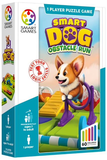 SmartGames Smart Dog – Compact Obstacle Path Puzzle Game with 60 Challenges for Kids and Adults