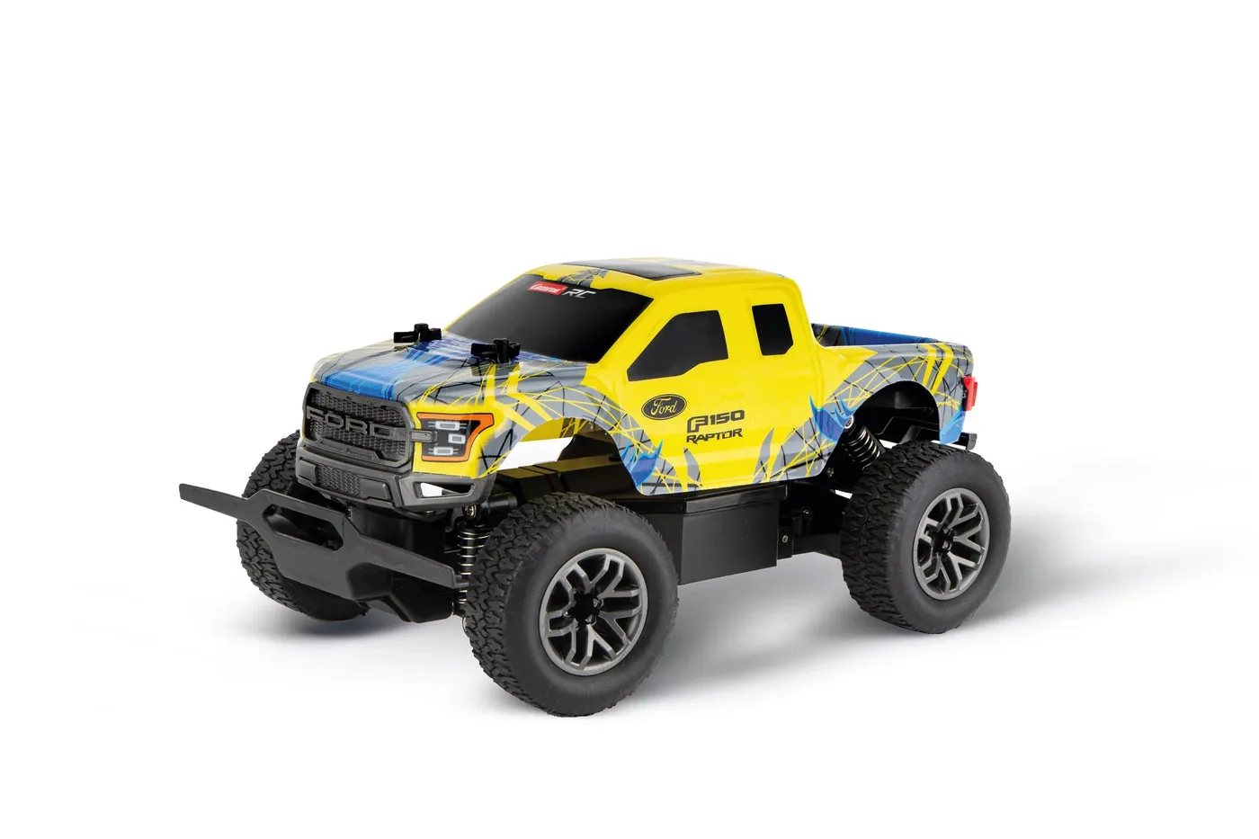 carrera-182020-1.webp Carrera RC Ford F-150 Raptor 1:18 Scale Remote Control Truck, Yellow with Blue and Grey Accents, Ages 8+