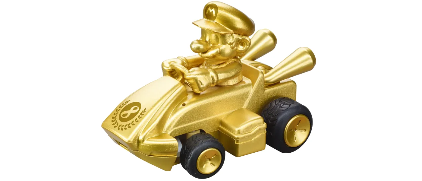 carrera-430031-1.webp Carrera Mario Kart Mini RC Car - Mario Gold Edition, 1:50 Scale, Gold (Paperbox), for Kids Ages 6+