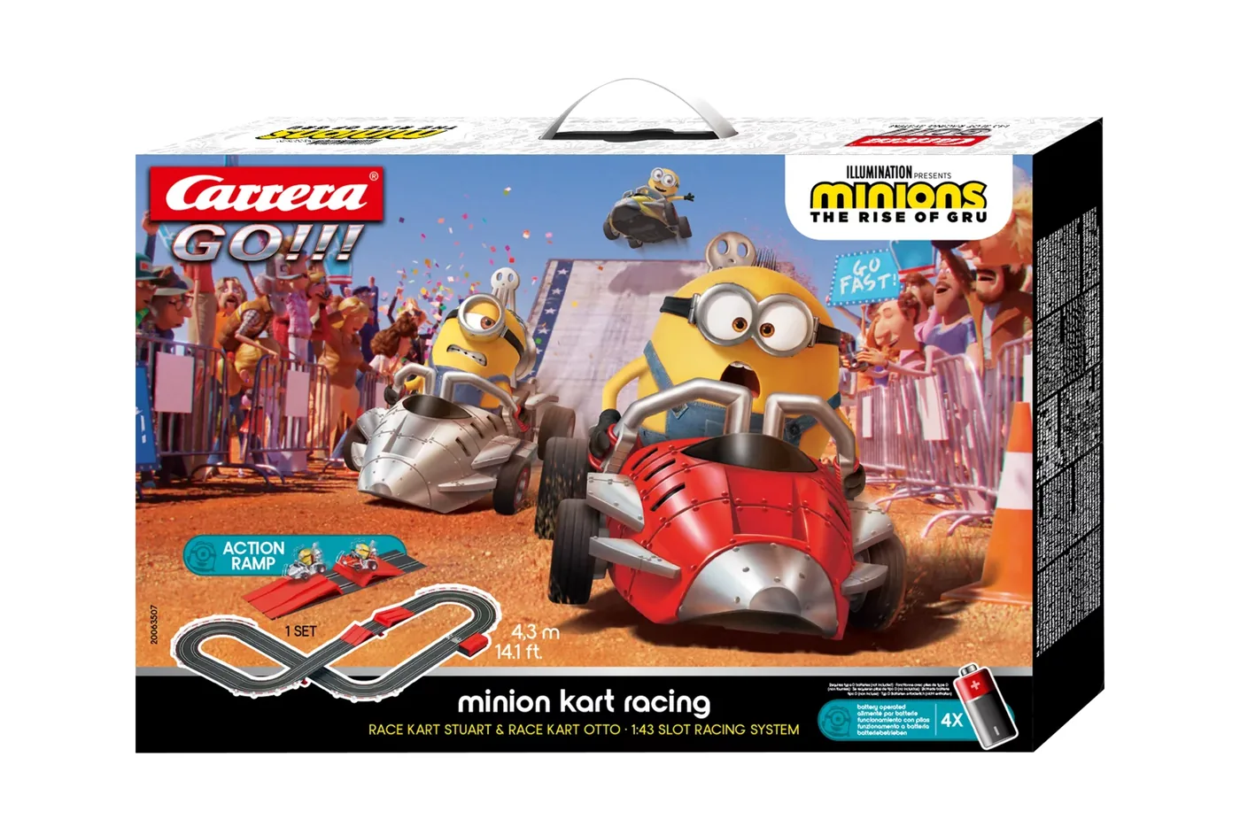 carrera-63507-1.webp Carrera GO!!! Minion Kart Racing Set, Battery-Powered, Track Length 4.3 m, 1:43 Scale for Kids Ages 5+