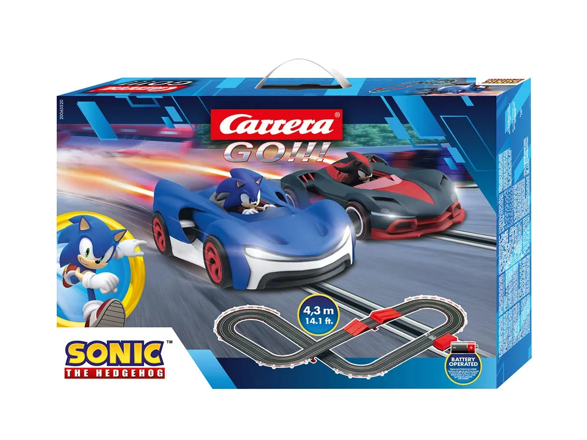 carrera-63520-1.webp Carrera GO!!! Sonic the Hedgehog Racing Set, Track Length 4.3 m, 1:43 Scale with Hand Controllers for Kids Ages 5+