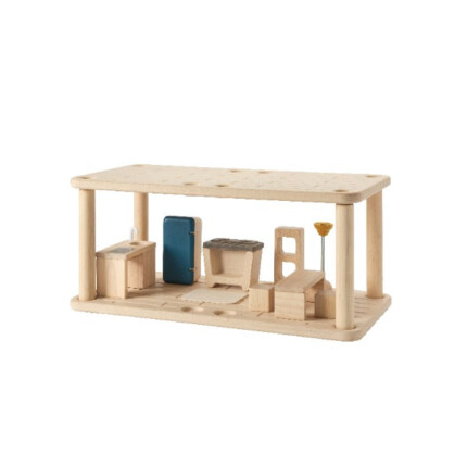 PlanToys PlanSpace Kitchen and Dining Flat – Modular Dollhouse Kitchen and Dining Room for Dolls and Figurines