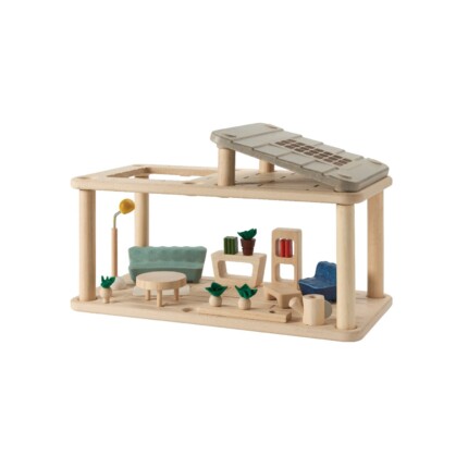 PlanToys PlanSpace Gathering Flat with Sunroom – Modular Dollhouse Room for Dolls and Figurines, Ages 3+