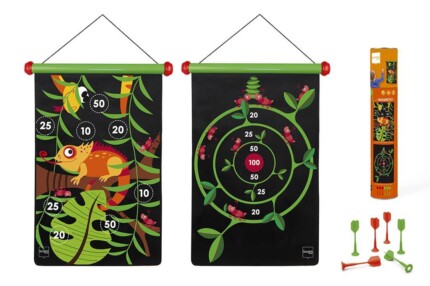 Scratch Europe Magnetic Darts Jungle – Two-Sided Magnetic Dart Board in Cardboard Case for Kids