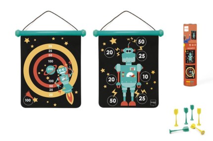 Scratch Europe Magnetic Darts Robot – Medium Double-Sided Magnetic Dart Board with 6 Darts for Kids