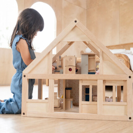 PlanToys My First Dollhouse – 1:12 Scale Dollhouse with Balcony, Sliding Doors and Space for 4 Rooms - view 2