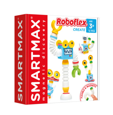 SmartMax RoboFlex – 12-Piece Flexible Extendable Magnetic Building Set with Inspirational Poster for Kids