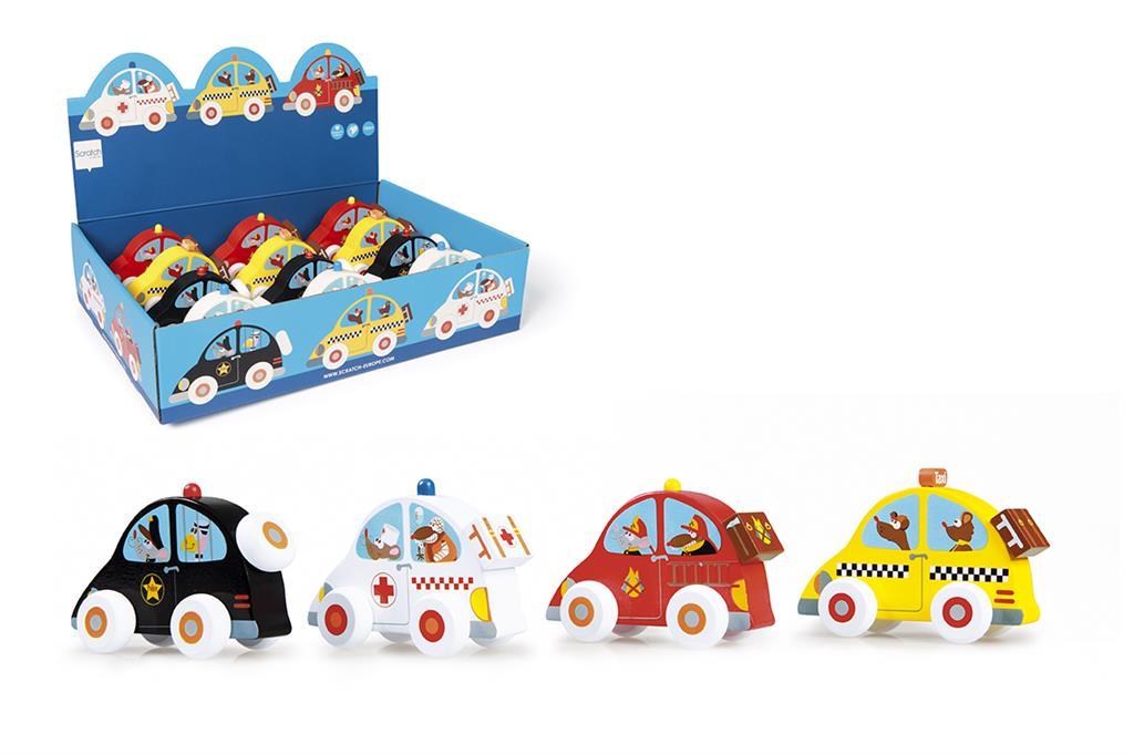 xLrBWw.jpg Scratch Europe Wooden Cars – 12 Piece Display of Ambulance, Fire Truck, Taxi and Police Car, Ages 12 Months+