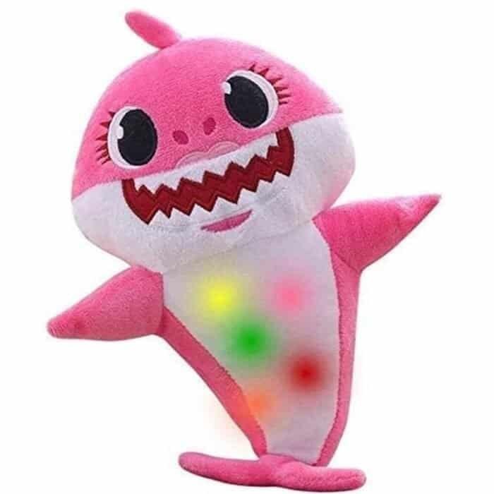 generic baby shark plush toy with music and light best for gifting pink